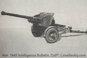 [The Model 90 75-mm field gun, one of the most modern of Japanese artillery weapons.]