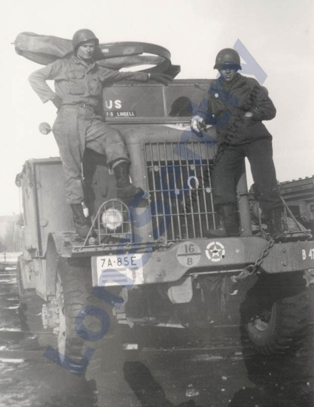 [Heavy truck showing markings of 85th Engineer Heavy Ponton Battalion]