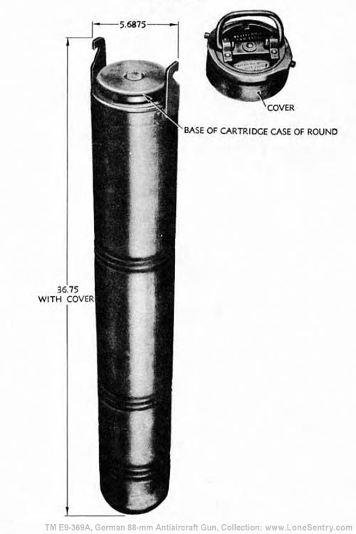 [Figure 77. 1-Round Metal Container for German 88-mm Round]