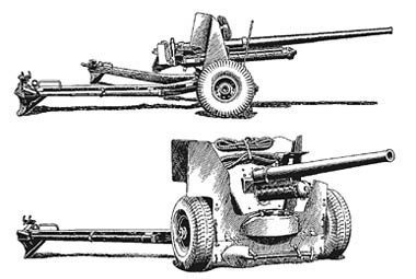 [Figure 10: British 6-pounder antitank gun (two views)]