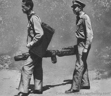 [57-mm Recoilless Rifle: Carried by Two Men in Cover, T27E2, with Slings. Three Rounds Carried in Bag, Canvas, Rocket, M6]