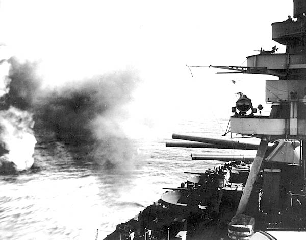 USS New York Bombarding Iwo Jima