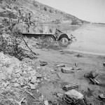 Destroyed German halftrack near Porto Farina, Tunisia. (Library of Congress.)