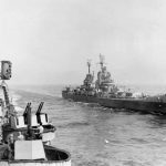 The U.S. Navy heavy cruiser USS Boston (CA-69) photographed from the USS Quincy (CA-71) in August 1945. (Official U.S. Navy Photograph.)