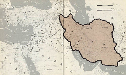 [Map of Iran and Middle East]