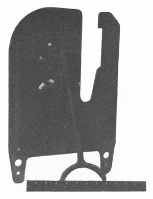 [Figure 293. Rear of armor shield, size 14 in. x 20 in., showing penetration made with .30 cal. AP ammunition at 100 yards range and 30° angle of impact from normal.]